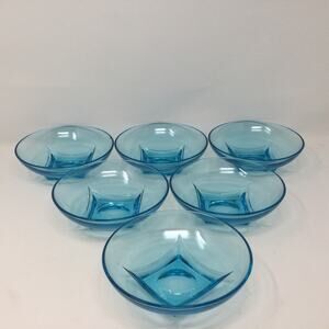 Hazel Ware 7 Pc Capri Colonial Azure Blue Salad Bowl Set Mid Century